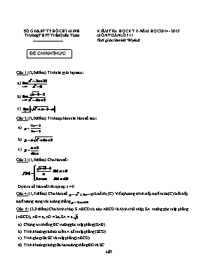 Kiểm tra học kỳ II môn Toán lớp 11 (Đề chính thức)